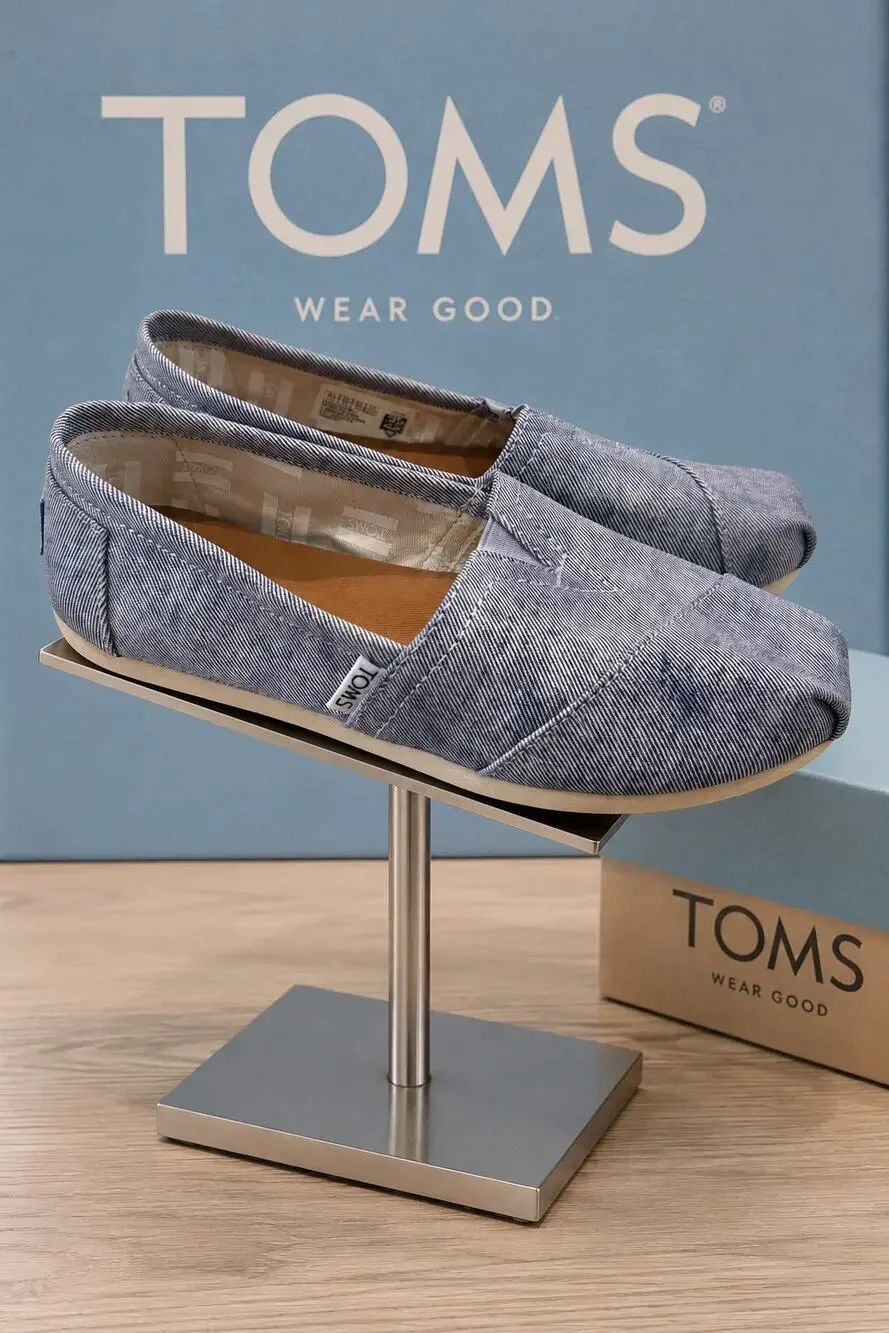 TOMS Classic Slate Blue Washed Twill Alpargata Flats Women’s 5.5